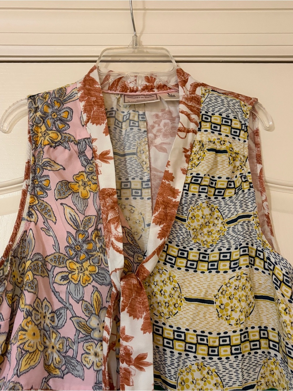 Moulinette Soeurs Mixed Floral & Geometric Tank in Rust and Pink - Picture 3 of 9